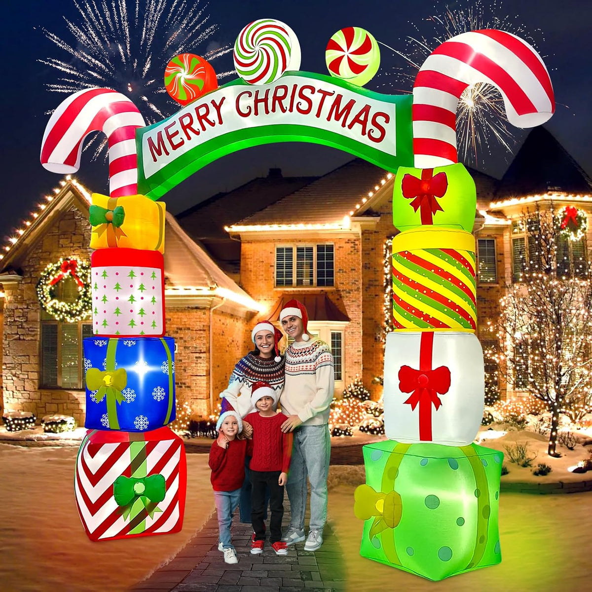 KALOLARY 10FT Gift Boxes Christmas Inflatable Archway - detail view