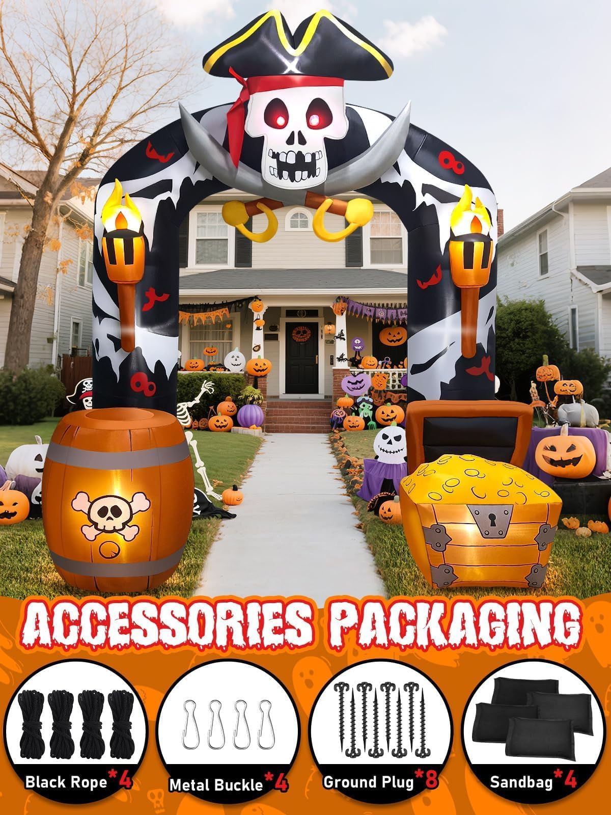 KALOLARY 9FT Skeleton Halloween Inflatable Archway - size reference
