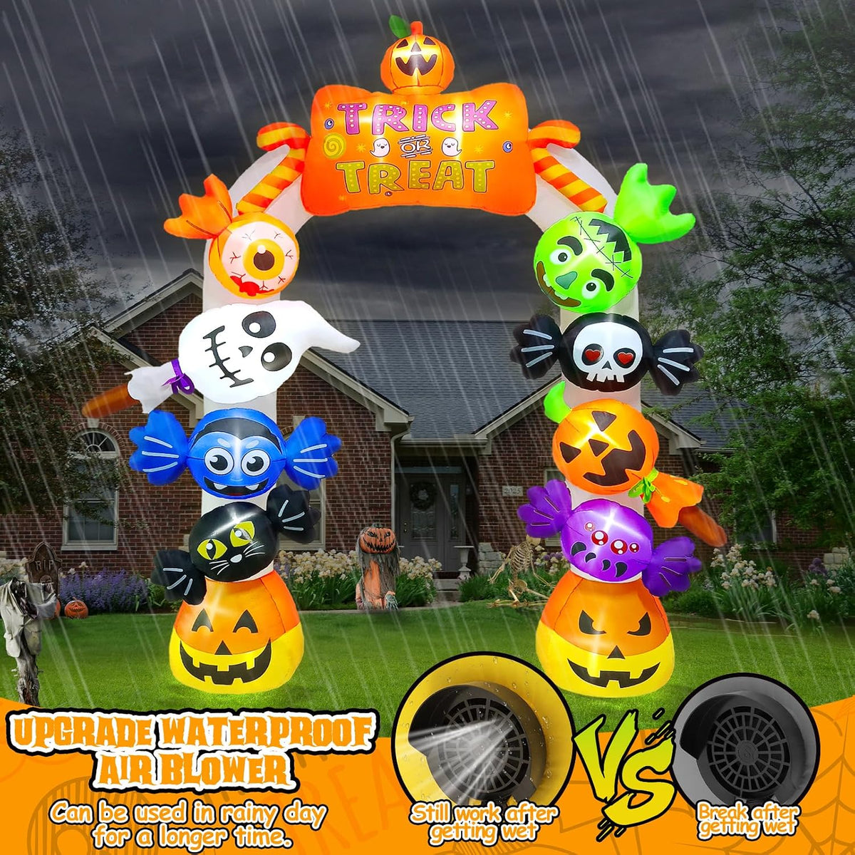 KALOLARY 10FT Candy Ghost Halloween Inflatable Archway - size reference