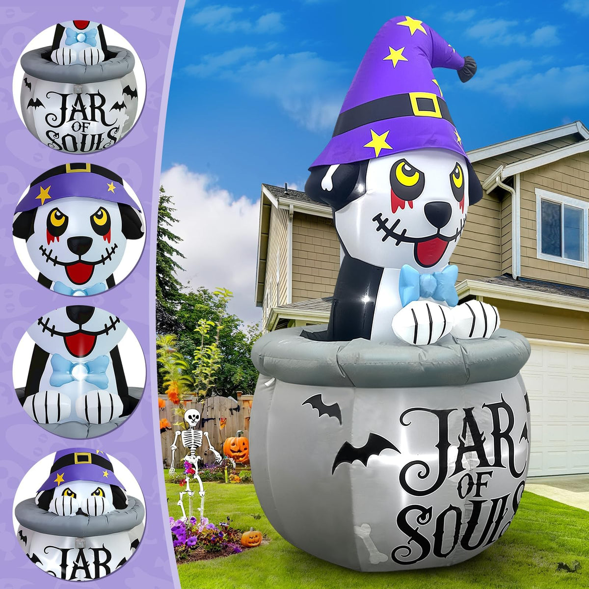 KALOLARY 7FT Aufblasfiguren – Animierter Welpe Mit Musik Hund Halloween Yard Inflatable - detail view