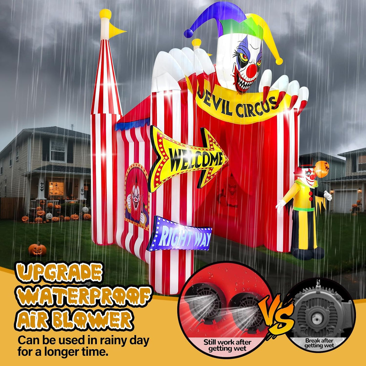 KALOLARY 12FT Clown Circus Haunted House Inflatable Archway - detail view