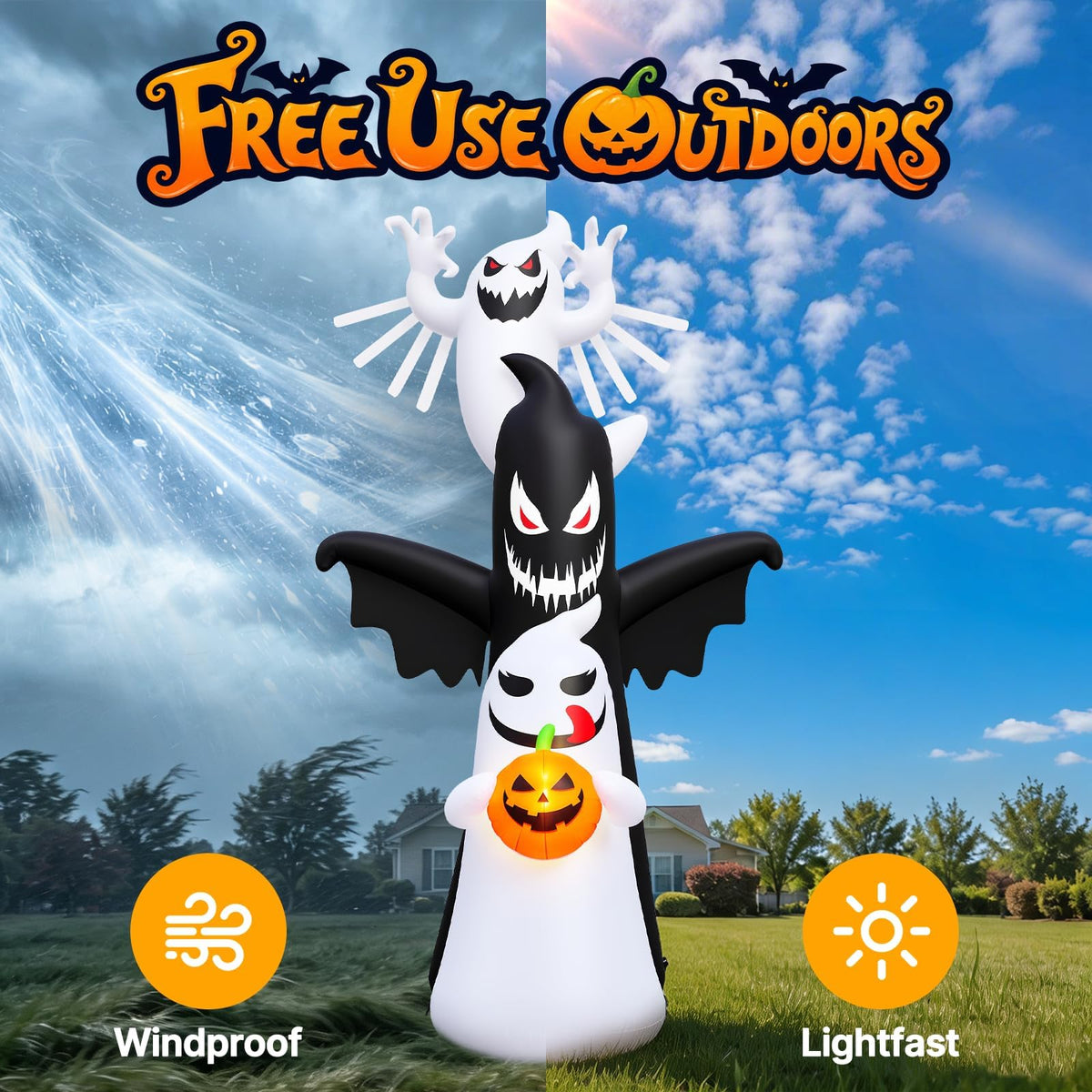 KALOLARY 20FT Ghost Halloween Yard Inflatable - detail view