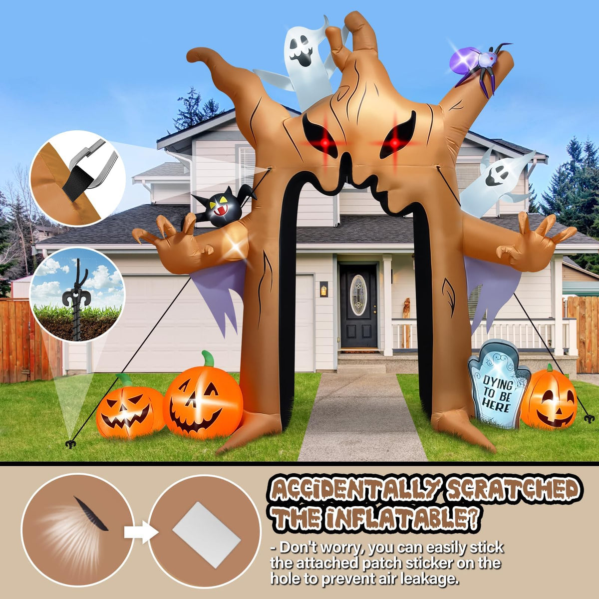KALOLARY 12FT Ghost Halloween Inflatable Archway - package contents