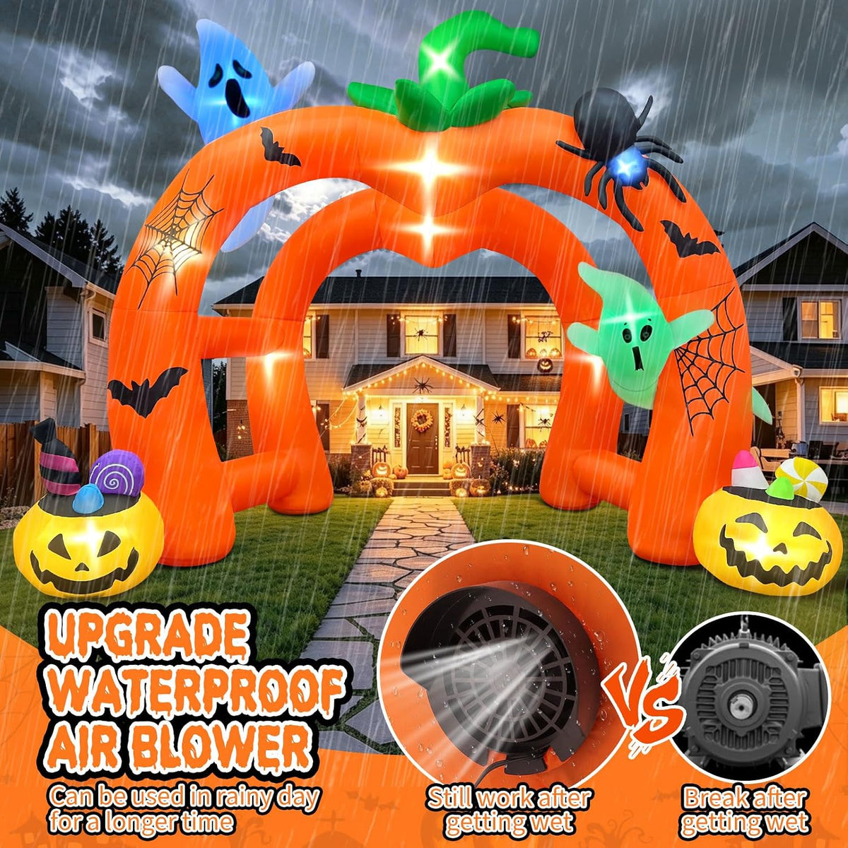 KALOLARY 12FT Pumpkin Tunnel Halloween Inflatable Archway - size reference