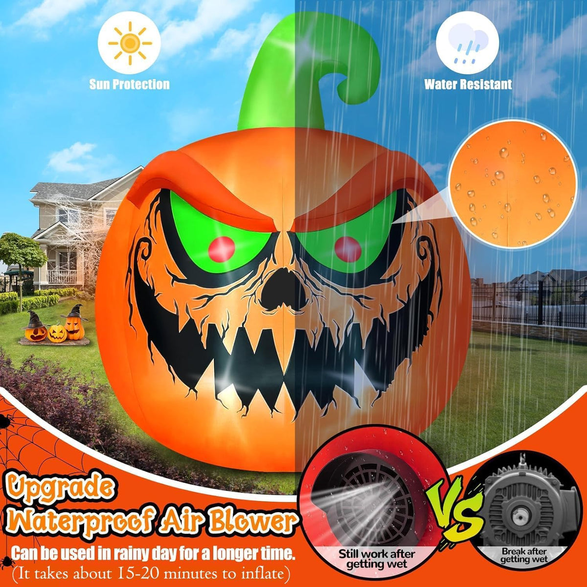 KALOLARY 15FT Pumpkin Halloween Yard Inflatable - size reference