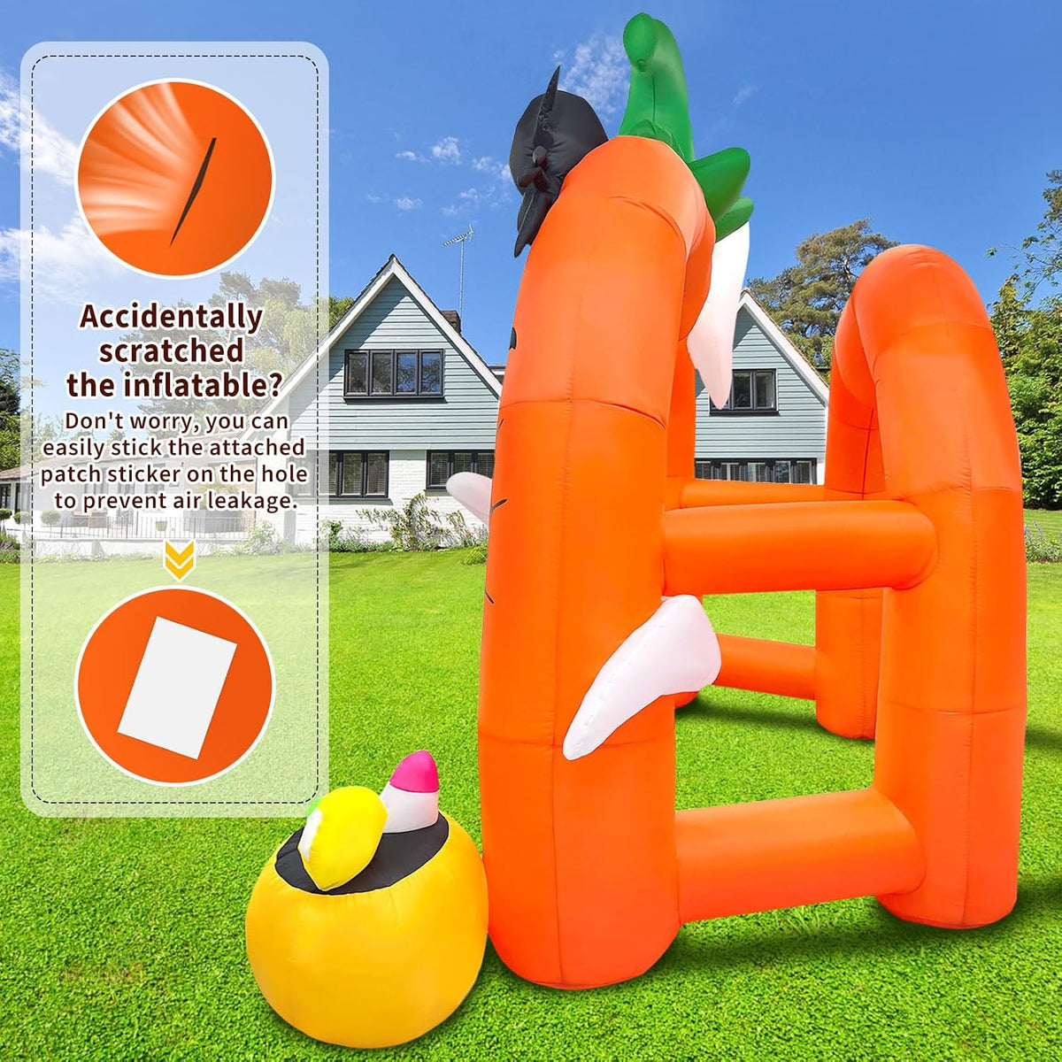 KALOLARY 12FT Pumpkin Tunnel Halloween Inflatable Archway - setup and accessories