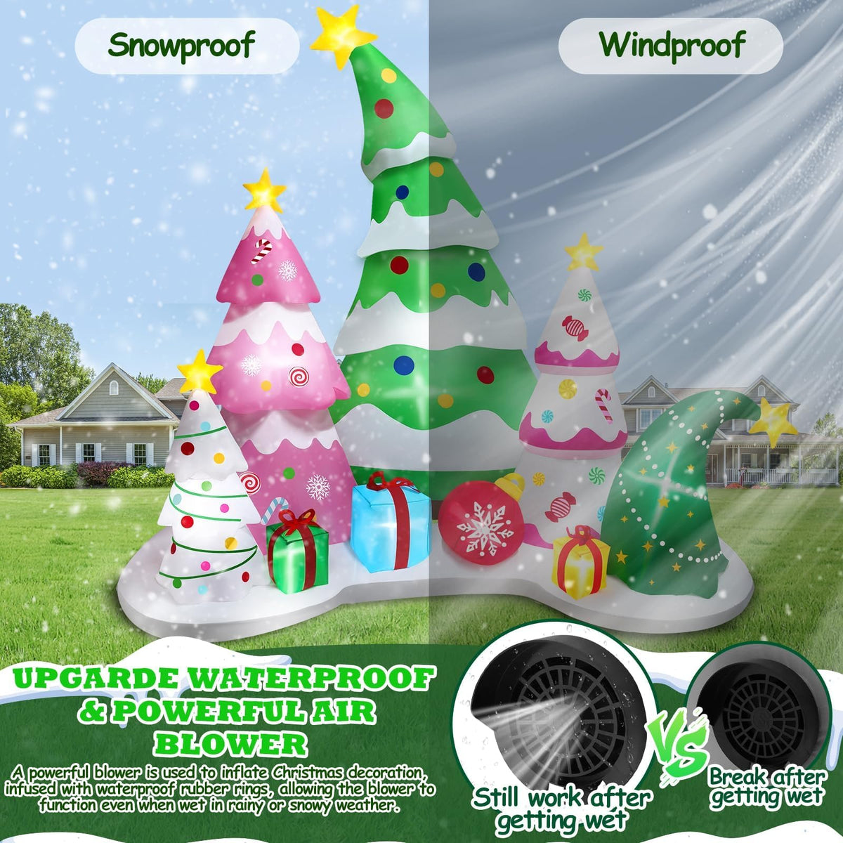 KALOLARY 9FT Tree Set Blow Up Tree For Home Christmas Yard Inflatable - outdoor scene