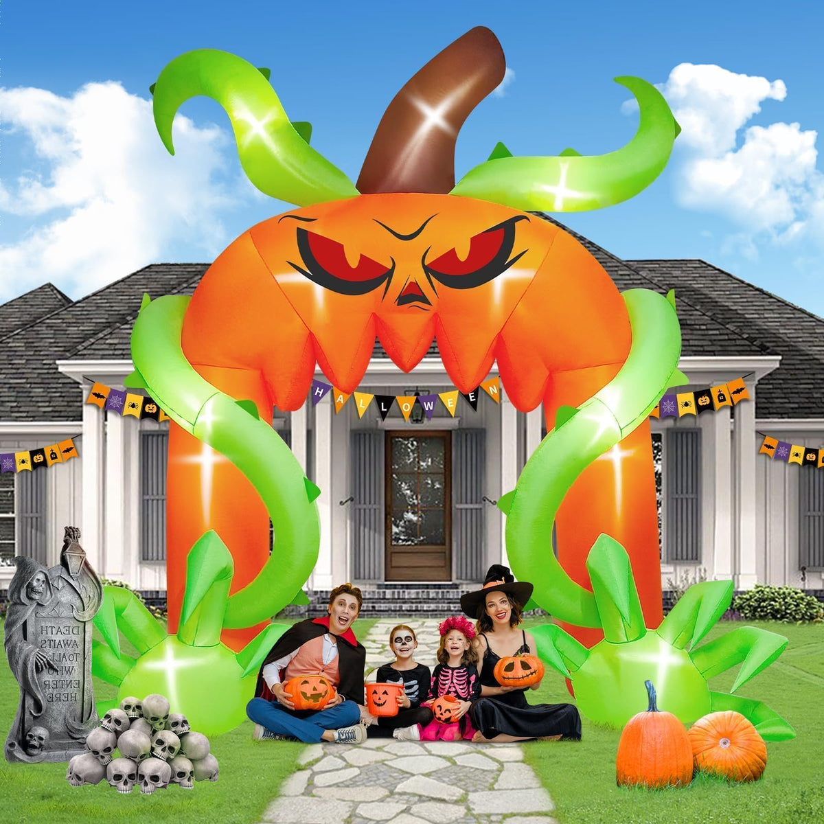 KALOLARY 12FT Pumpkin Halloween Inflatable Archway - size reference
