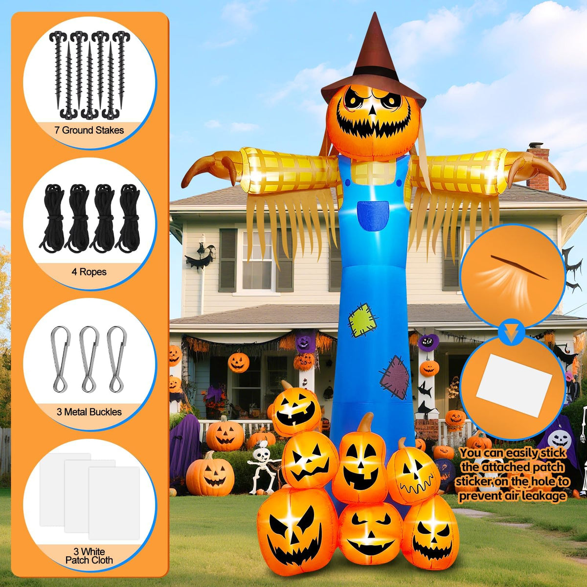KALOLARY 12.5FT Pumpkin Halloween Yard Inflatable - size reference