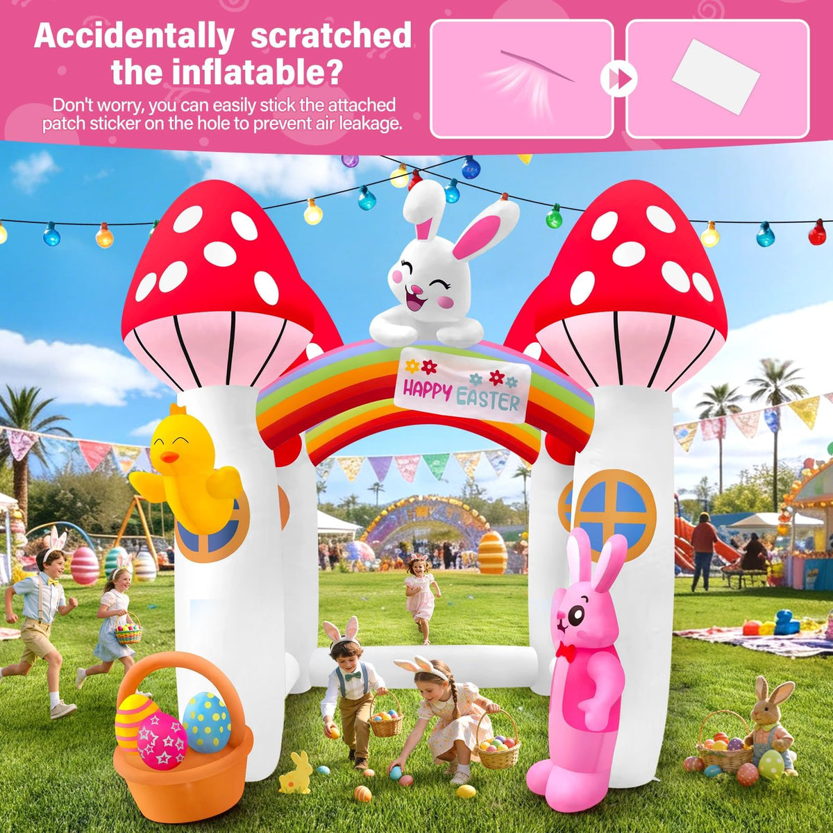 KALOLARY 10FT Easter Holidays Inflatable Archway - setup and accessories