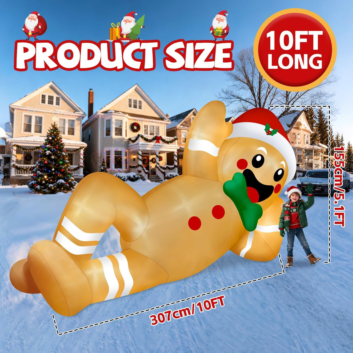 KALOLARY 10FT Gingerbread Man Christmas Yard Inflatable - size reference