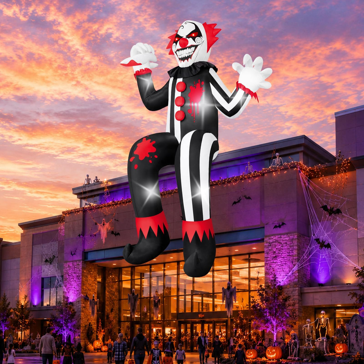 KALOLARY 15FT Clown Halloween Yard Inflatable - setup and accessories