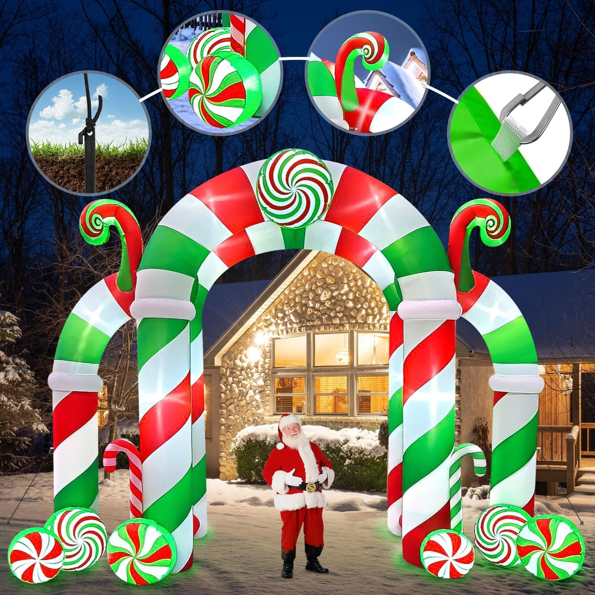 KALOLARY 13FT Candy Christmas Inflatable Archway - size reference