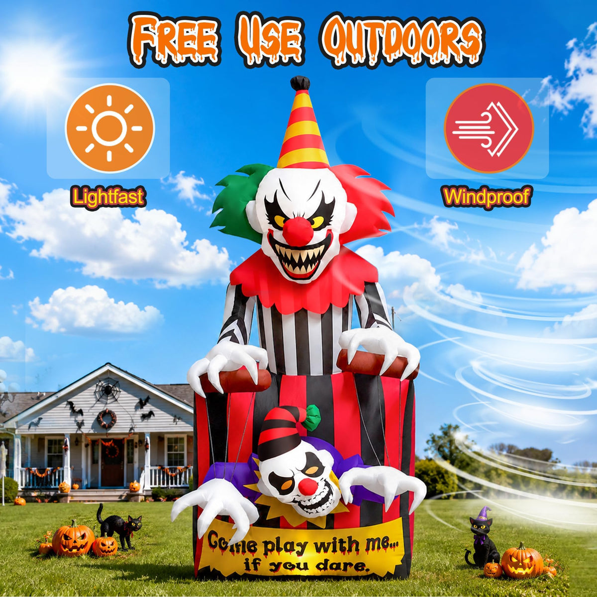 KALOLARY 7FT Clown Halloween Yard Inflatable - detail view