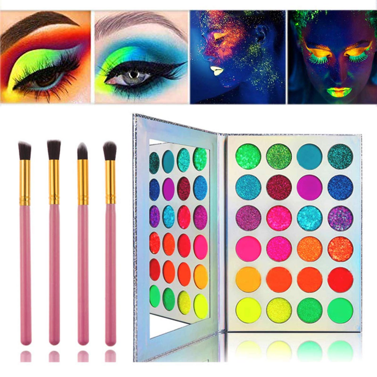 Kalolary 24 Colors Neon Eyeshadow Glow