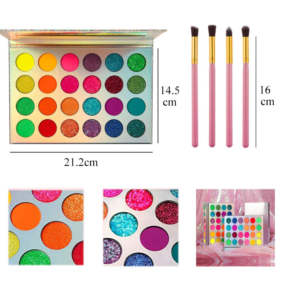 Kalolary 24 Colors Neon Eyeshadow Glow