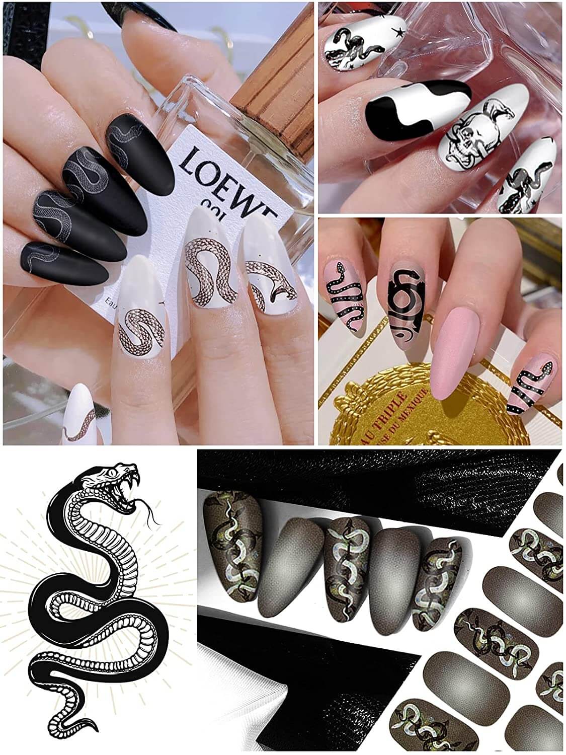 Kalolary 16 Sheets Snake Nail Art Stickers