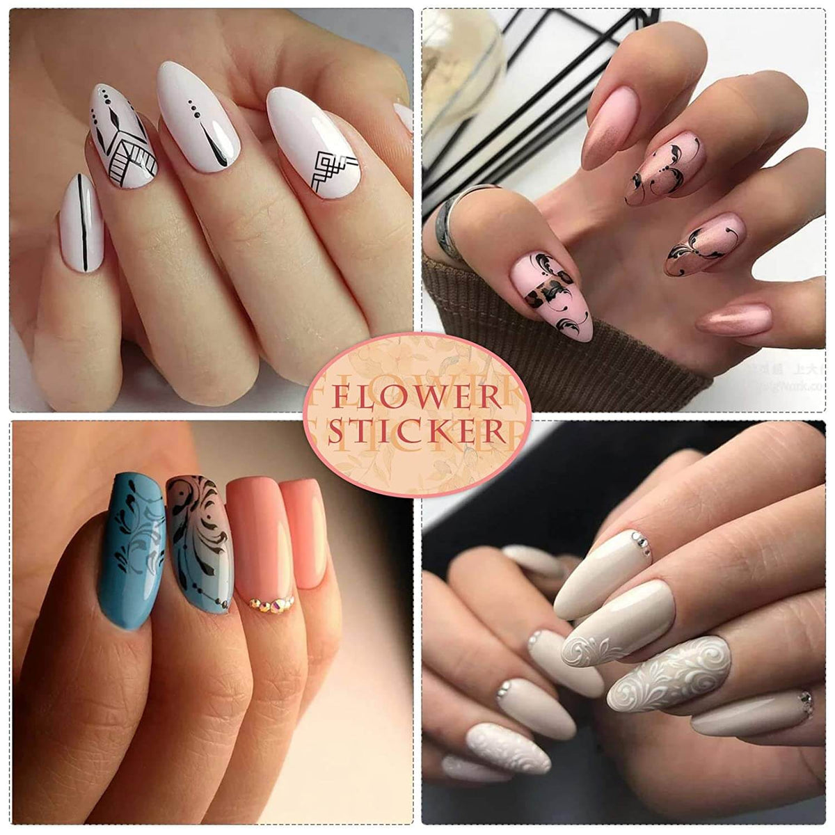 Kalolary 12 Sheets  Leaves Retro Flower Nail Art Sticker
