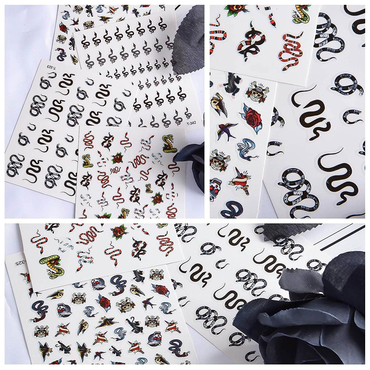 Kalolary 12 sheets Snake Nail Art Stickers