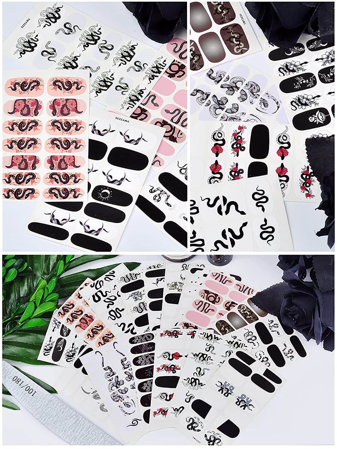 Kalolary 16 Sheets Snake Nail Art Stickers