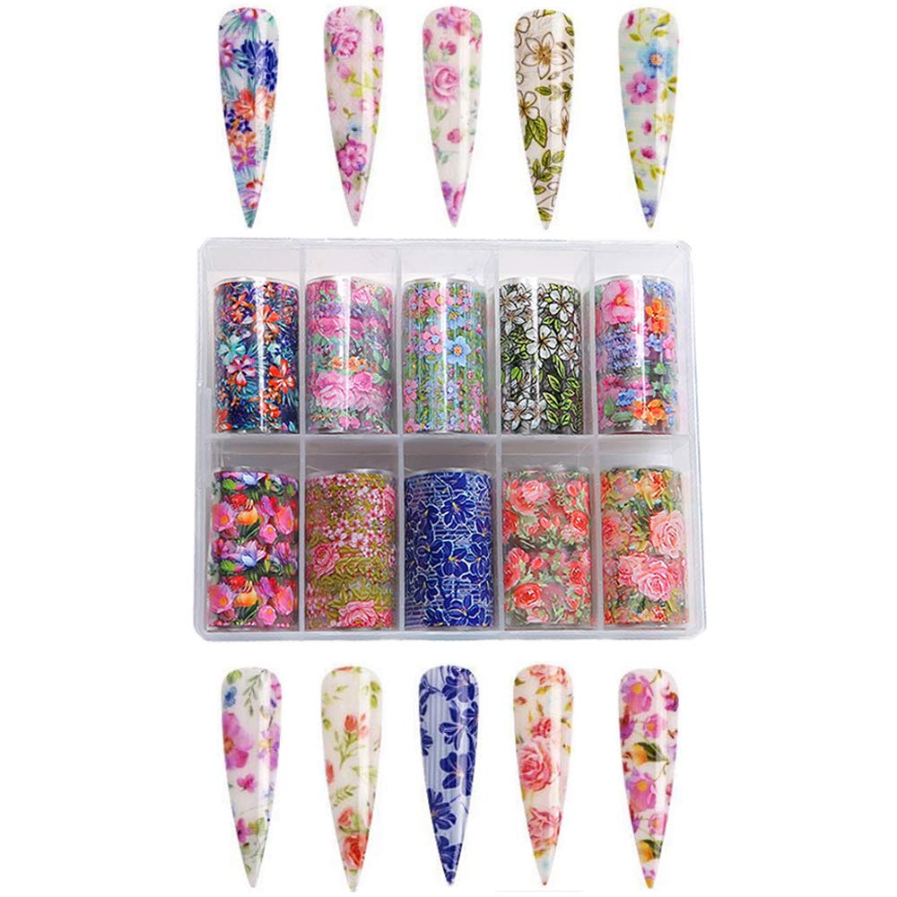 Kalolary 20 Color Starry Sky Stars Nail Art Foil with Nail Glue