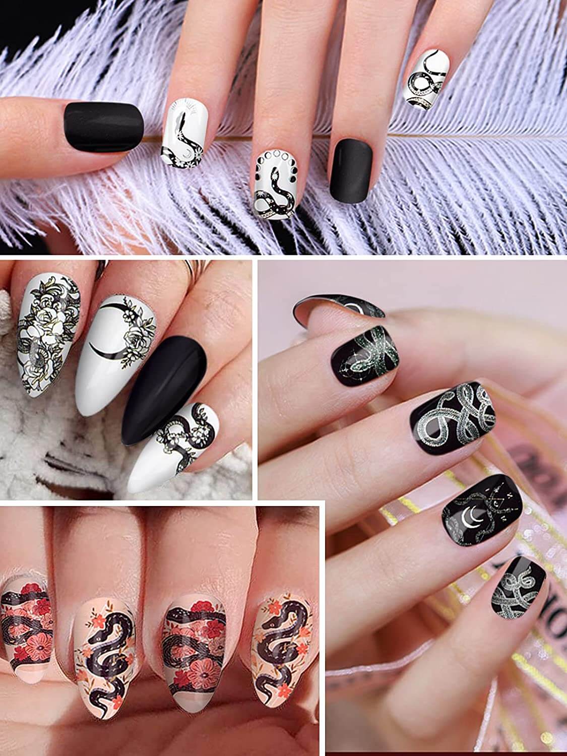 Kalolary 16 Sheets Snake Nail Art Stickers