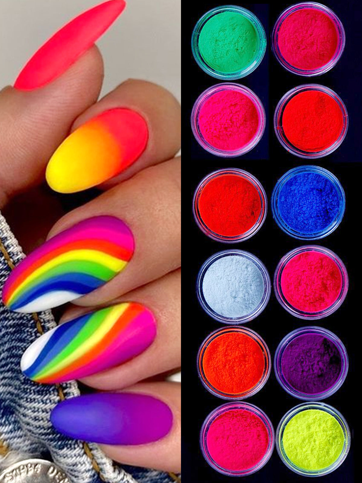 Kalolary 12 Colors Nail Powder