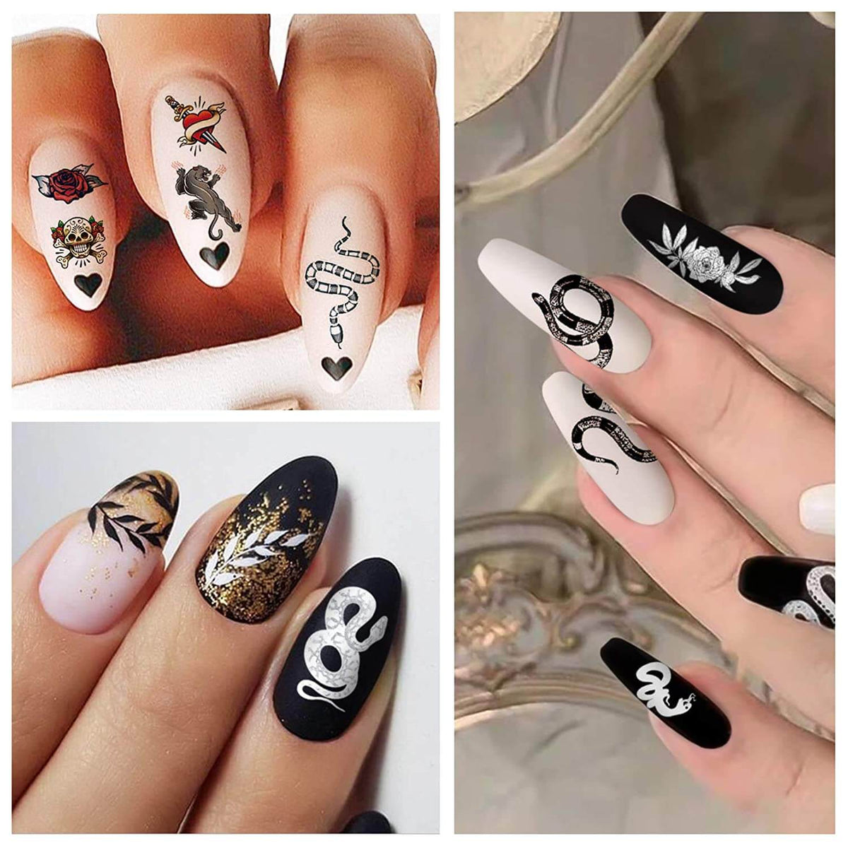 Kalolary 12 sheets Snake Nail Art Stickers