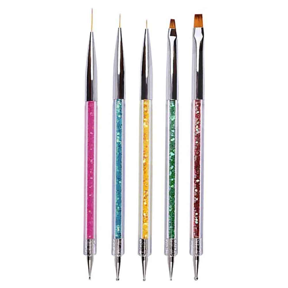 Kalolary 5Pcs Acrylic Uv Gel Nail Art Painting Drawing Brush Set