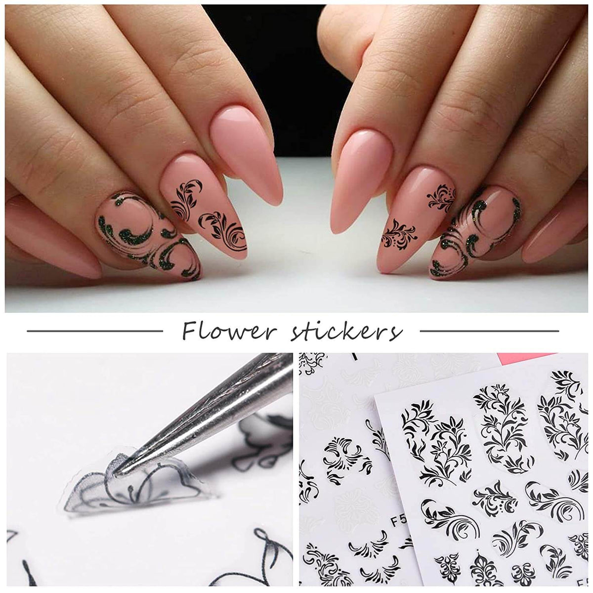 Kalolary 12 Sheets  Leaves Retro Flower Nail Art Sticker
