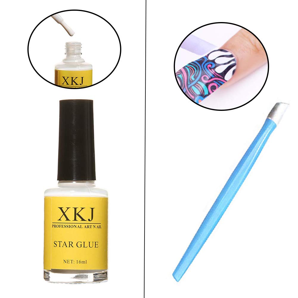 Kalolary 20 Color Starry Sky Stars Nail Art Foil with Nail Glue