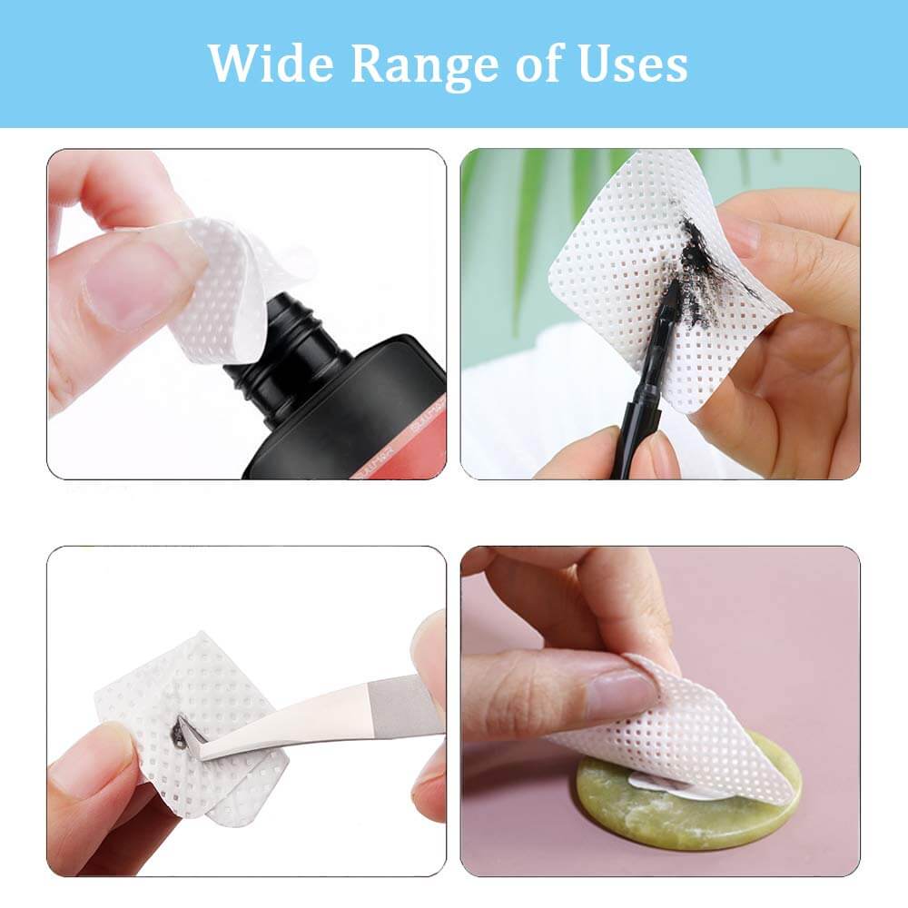 Kalolary Lint Free Eyelash Extension Glue Wipes Fabric Nail Wipes Cotton Pads