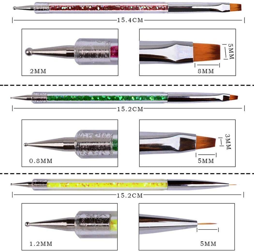 Kalolary 5Pcs Acrylic Uv Gel Nail Art Painting Drawing Brush Set