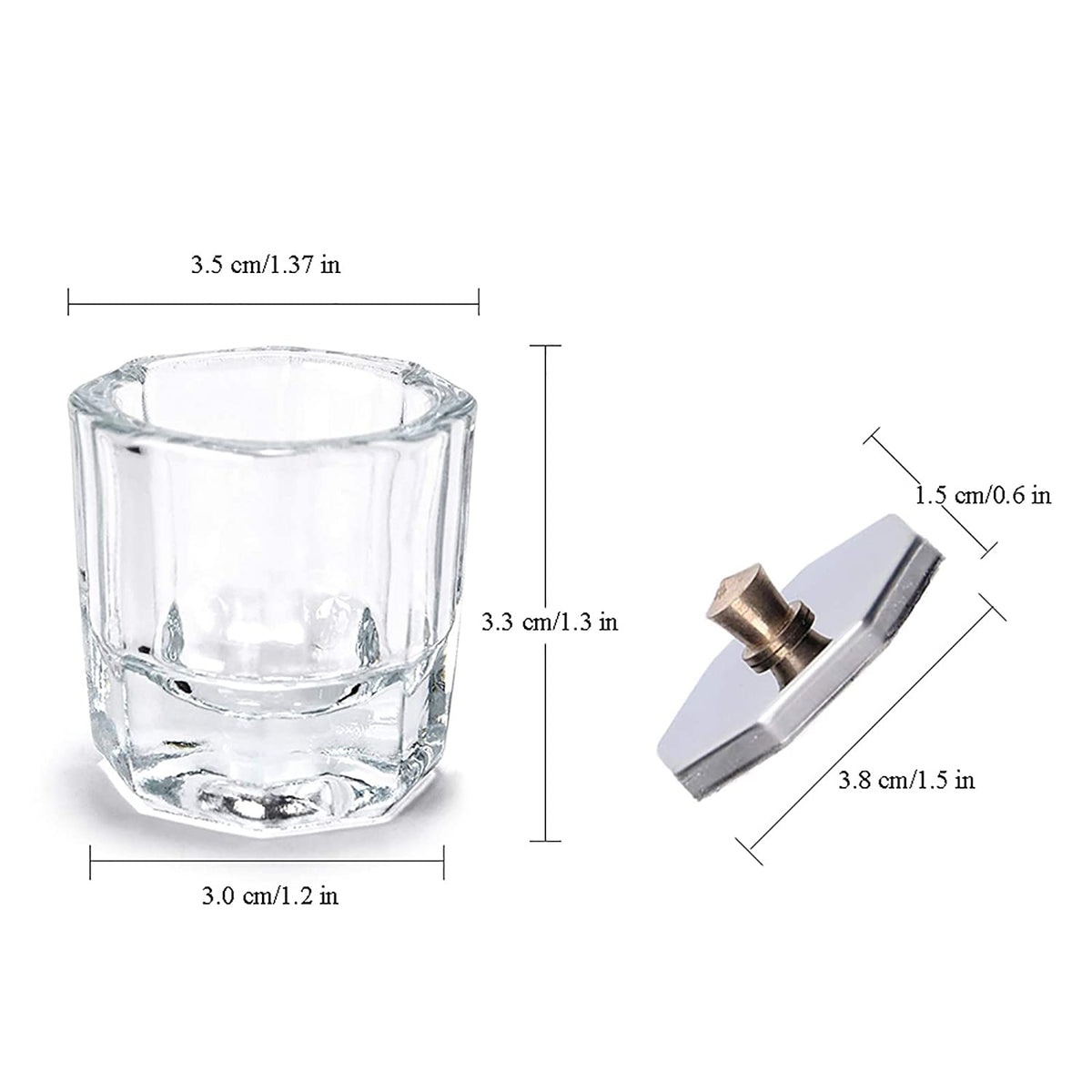 Kalolary 6Pcs Bronze Acrylic Nail Brush with 2Pcs Nail Art Dappen Dish Set