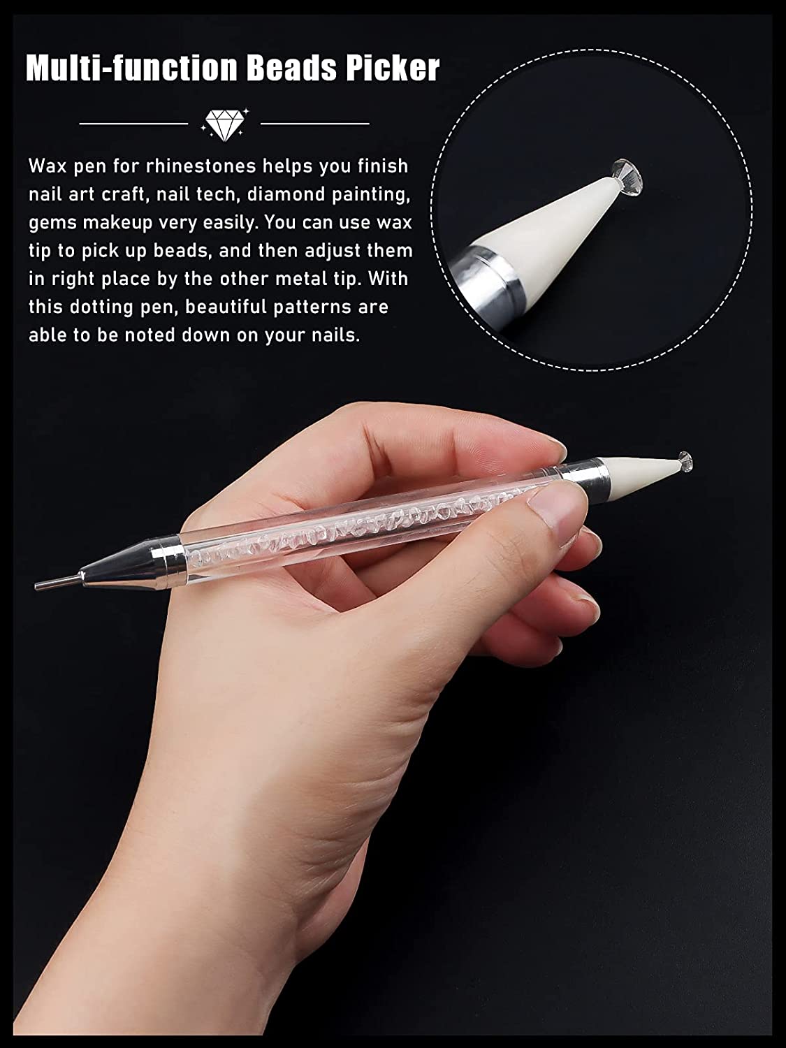 Kalolary White Professional Nail Rhinestones Kit