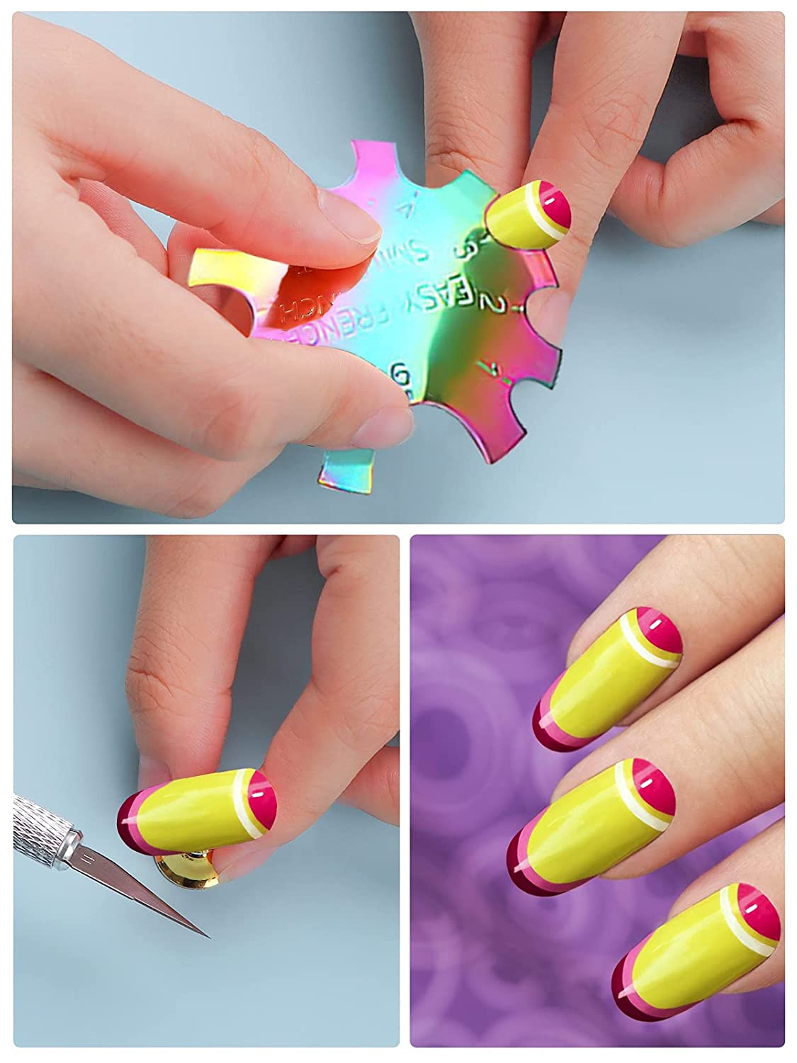 Kalolary 12 PCS French Nail Trimmer (Rainbow)