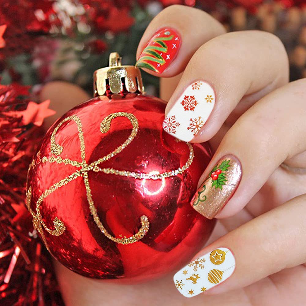 Kalolary Christmas Nail Art Stickers Decals (12 Sheet Large Size)
