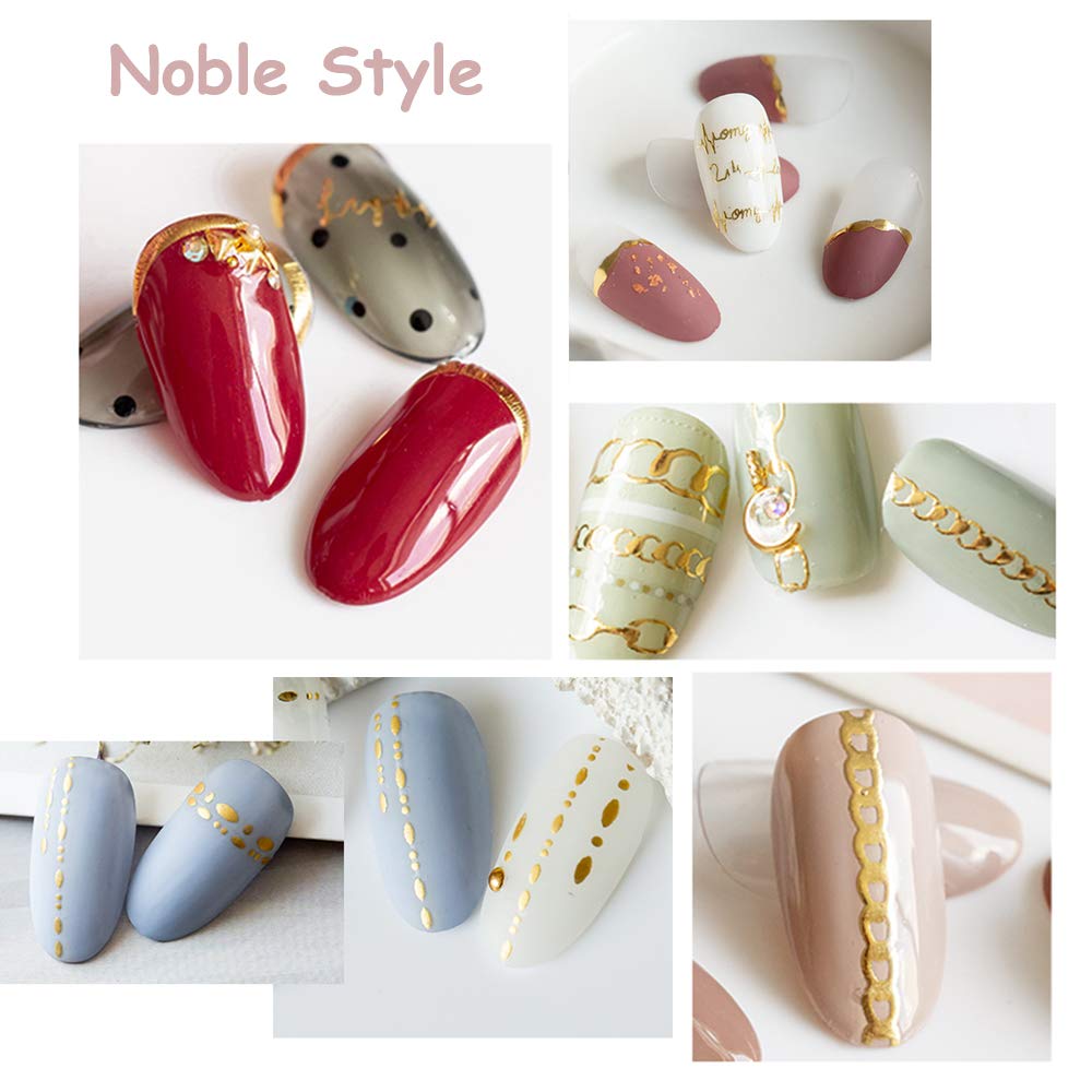 Kalolary 12 Sheets Gold Silver 3D Metallic Nail Stickers