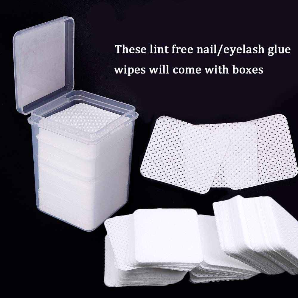 Kalolary Lint Free Eyelash Extension Glue Wipes Fabric Nail Wipes Cotton Pads