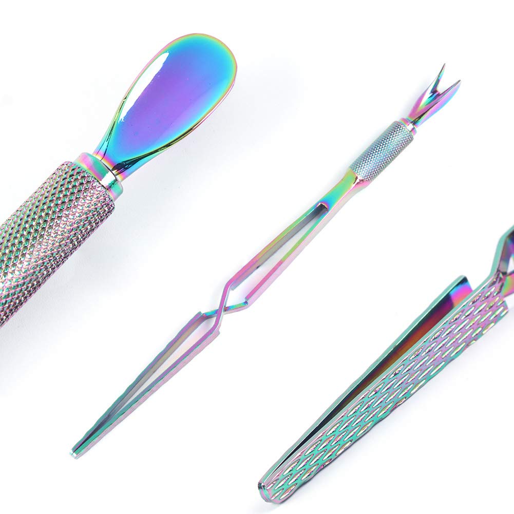 Kalolary Cuticle Cutter Pusher Stainless Steel Tweezers Tool