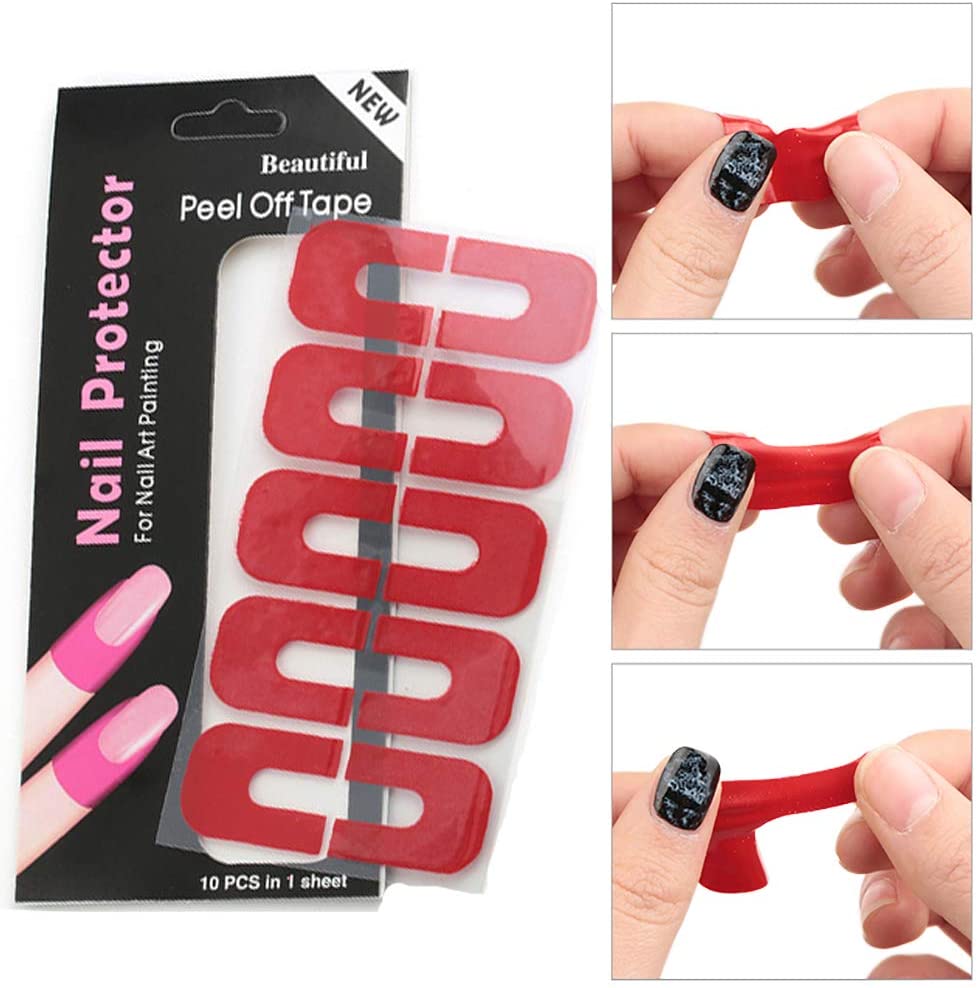 Kalolary Disposable Peel Off Sticker U-Shape Tape for Nail Art Painting140 Piece