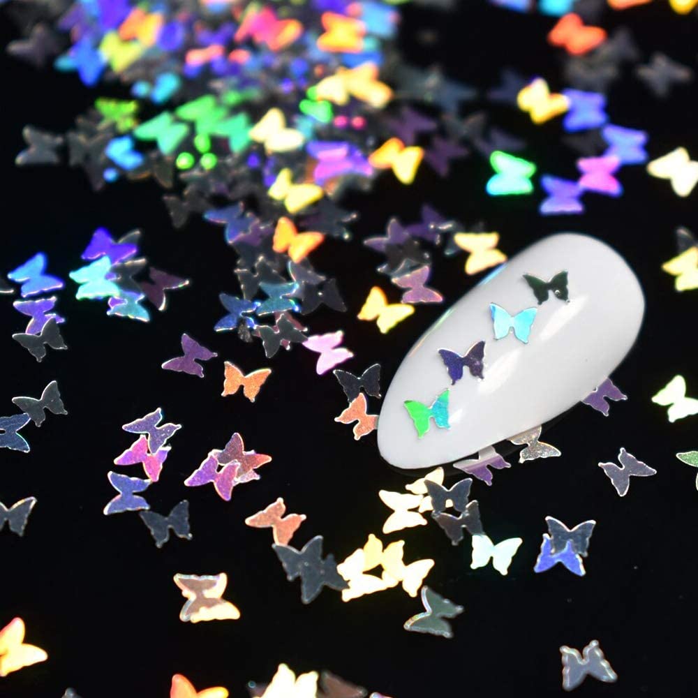 Kalolary 24 Color/Set 3D Butterfly Nail Glitter Sequins