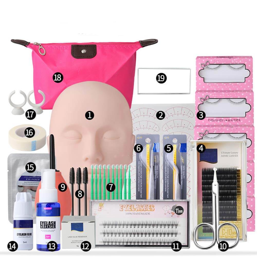 Kalolary 19PCS False Eyelashes Extension Practice Exercise Set
