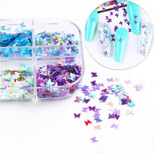 Load image into Gallery viewer, Kalolary 12 Grids 3D Butterfly Nail Art Glitter Sequins
