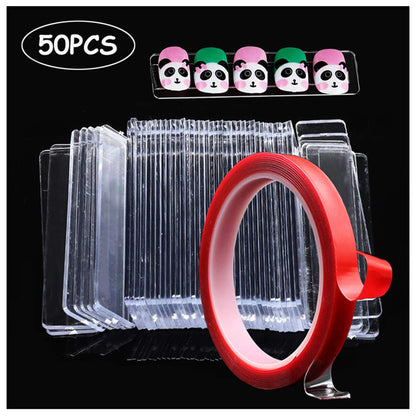 Kalolary 50PCS Transparent Nail Art Display Stand Holder with 10M Double Sided Tape