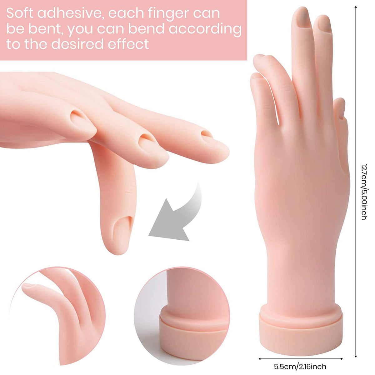 Kalolary Nail Hand Practice set for Acrylic Nails (Clear)
