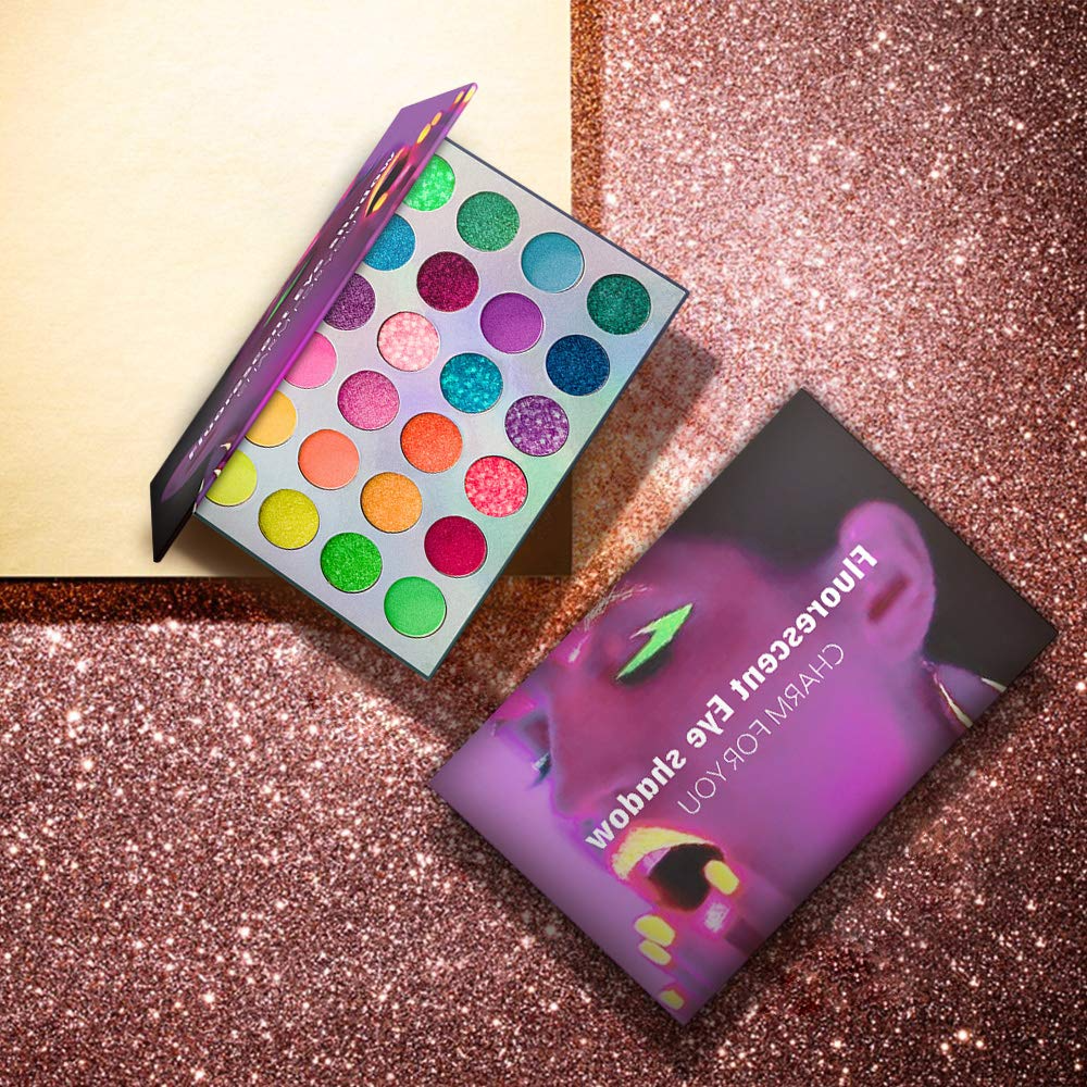 Kalolary 24 Colors Neon Eyeshadow Palette with 4 Brushes