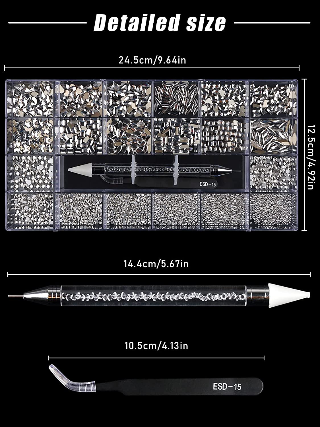 Kalolary White Professional Nail Rhinestones Kit