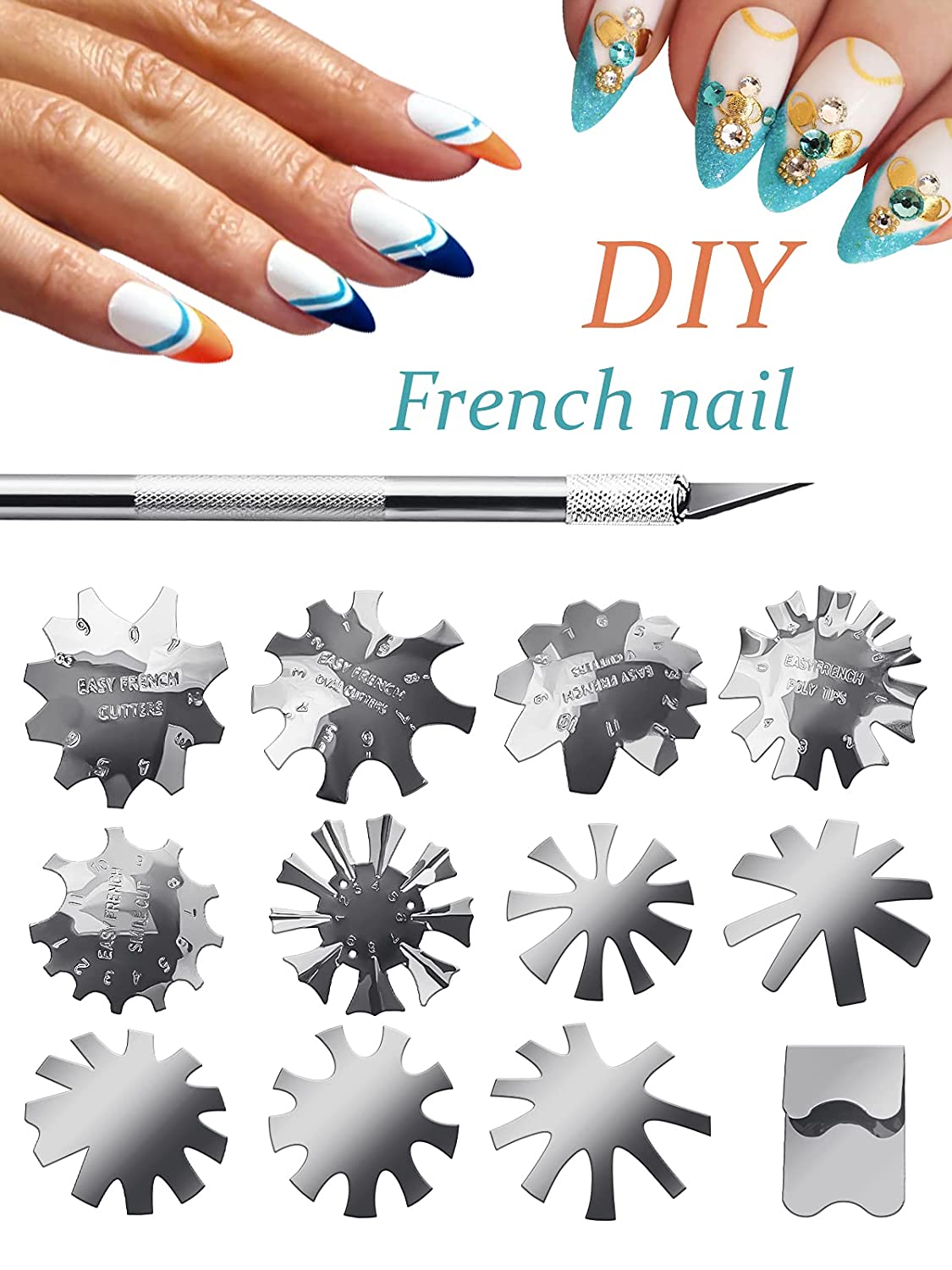 Kalolary 12 PCS French Nail Trimmer (Silver)
