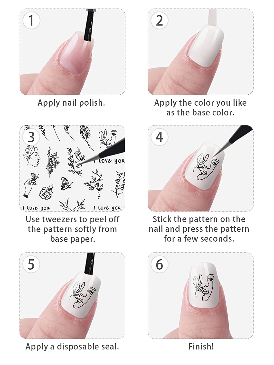 Kalolary 16 Sheets Leaves Retro Flower Nail Art Sticker